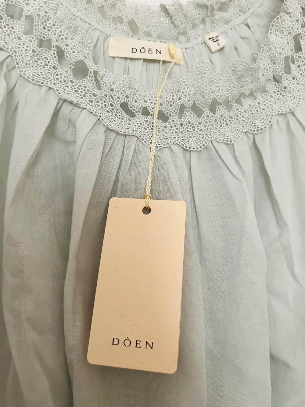 NWT Doen Lucilla Nightgown Dress in Rain Cloud Light Crochet Trim Size Small - Picture 6 of 8